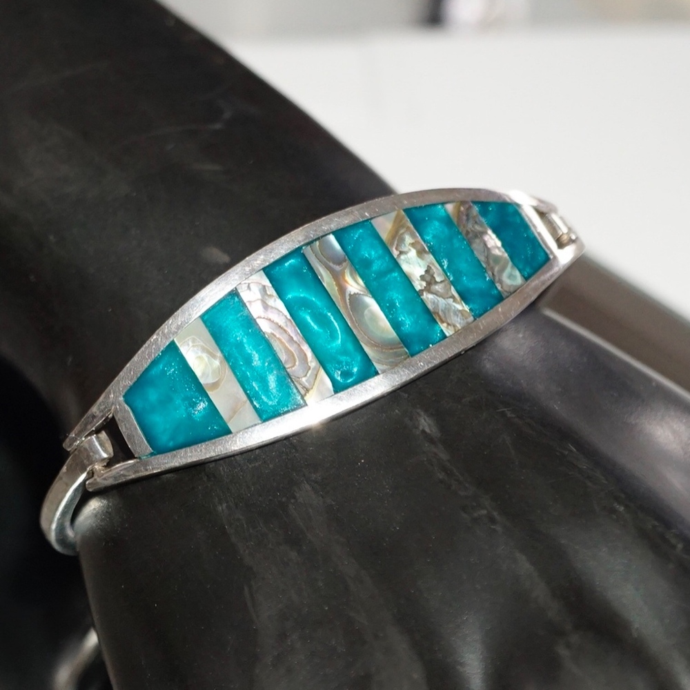 Vintage Mexican Bracelet w/Abalone & Enamel